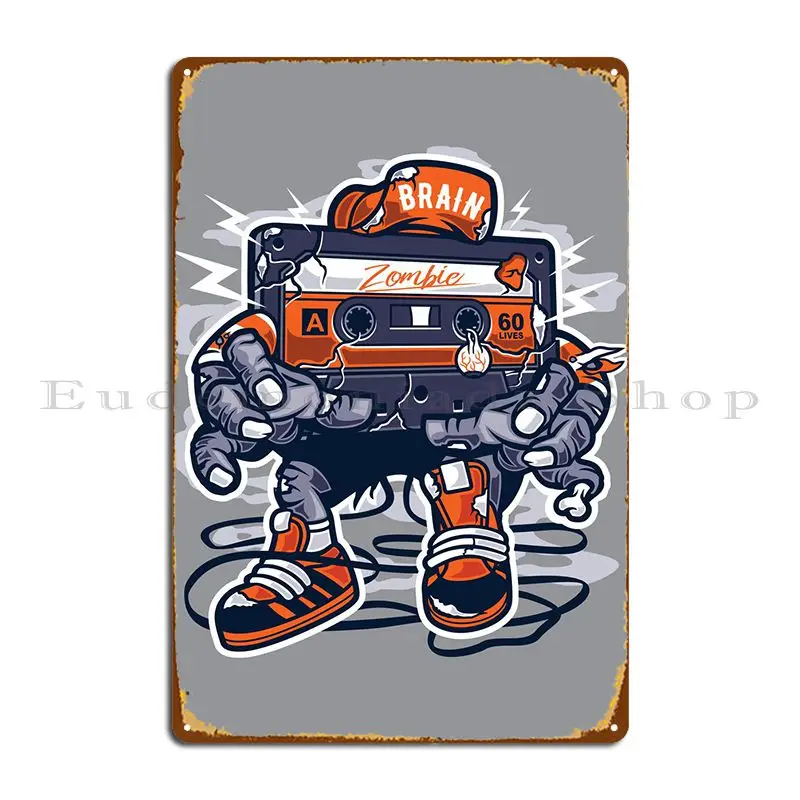 Zombie Cassette Metal Plaque Poster Character Garage Plaques Design Cave Kitchen Tin Sign Poster