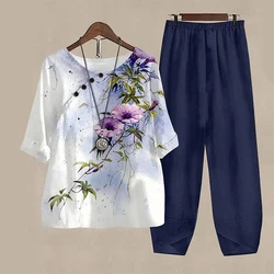 New Set Woman 2 Pieces Pants and T-Shirt Ladies' Suit Autumn High Waisted Pants Fashion Y2k Two Piece Sets Womens Outfits Summer