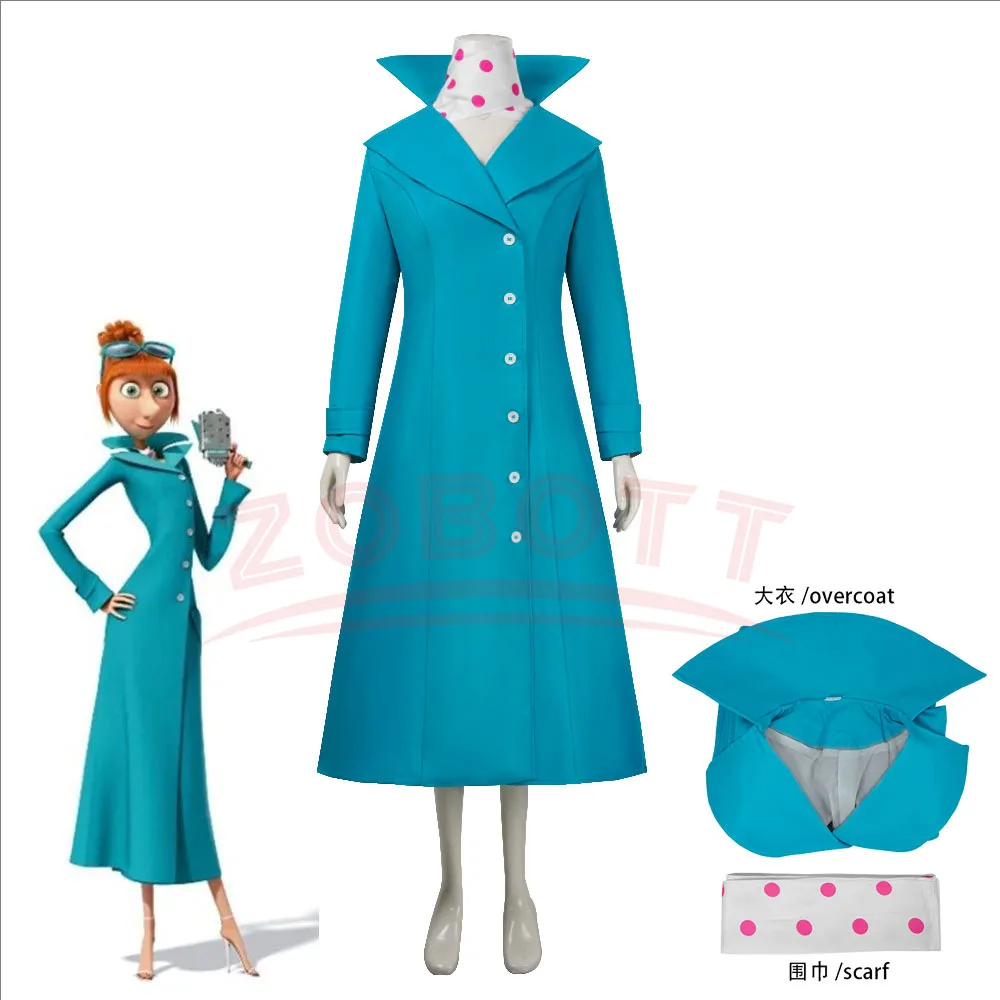 

Костюм Люси Уайлд из фильма, парик, Гадкая женщина, синее длинное пальто, очки, наряд Люси, пальто, женская униформа для вечеринки на Хэллоуин