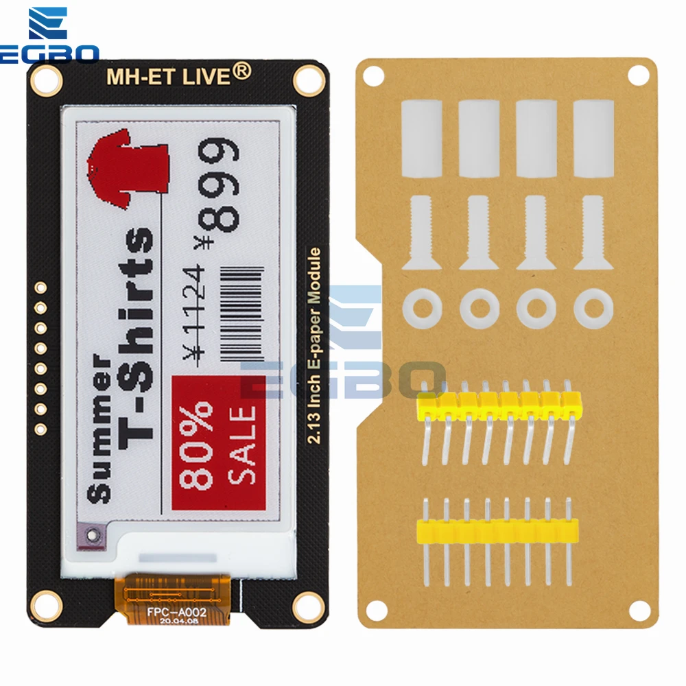 2.13 "2.13 بوصة وحدة Epaper E-الورق E-الحبر EInk شاشة عرض SPI دعم لاردوينو UNO STM32 التوت PI ESP32