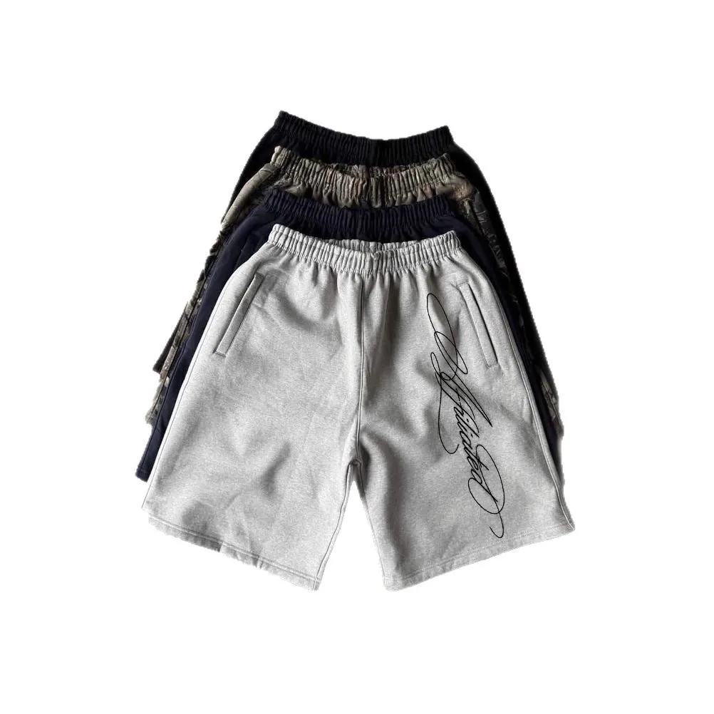 Y2K Retro Mid Waist Oversized Straight Casual Shorts Men Harajuku American Letter Embroidered High Street Trendy Brand