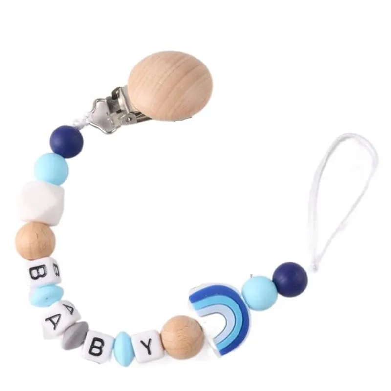 INS Baby Schnuller Clips Personalisierte Name Silikon Regenbogen BPA FREI Schnuller Nippel Halter Clip Neugeborenen Zubehör