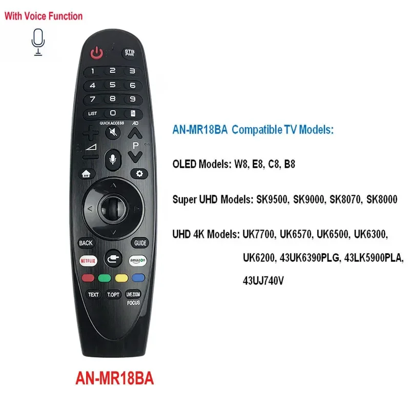 Pilot głosowy do telewizora AN-MR18BA AN-MR600 AN-MR650A AN-MR19BA MR20GA do telewizorów LED OLED UHD Smart TV 43UJ6500 43UK6300 UN8500 UM7600 — zdjęcie produktu 5