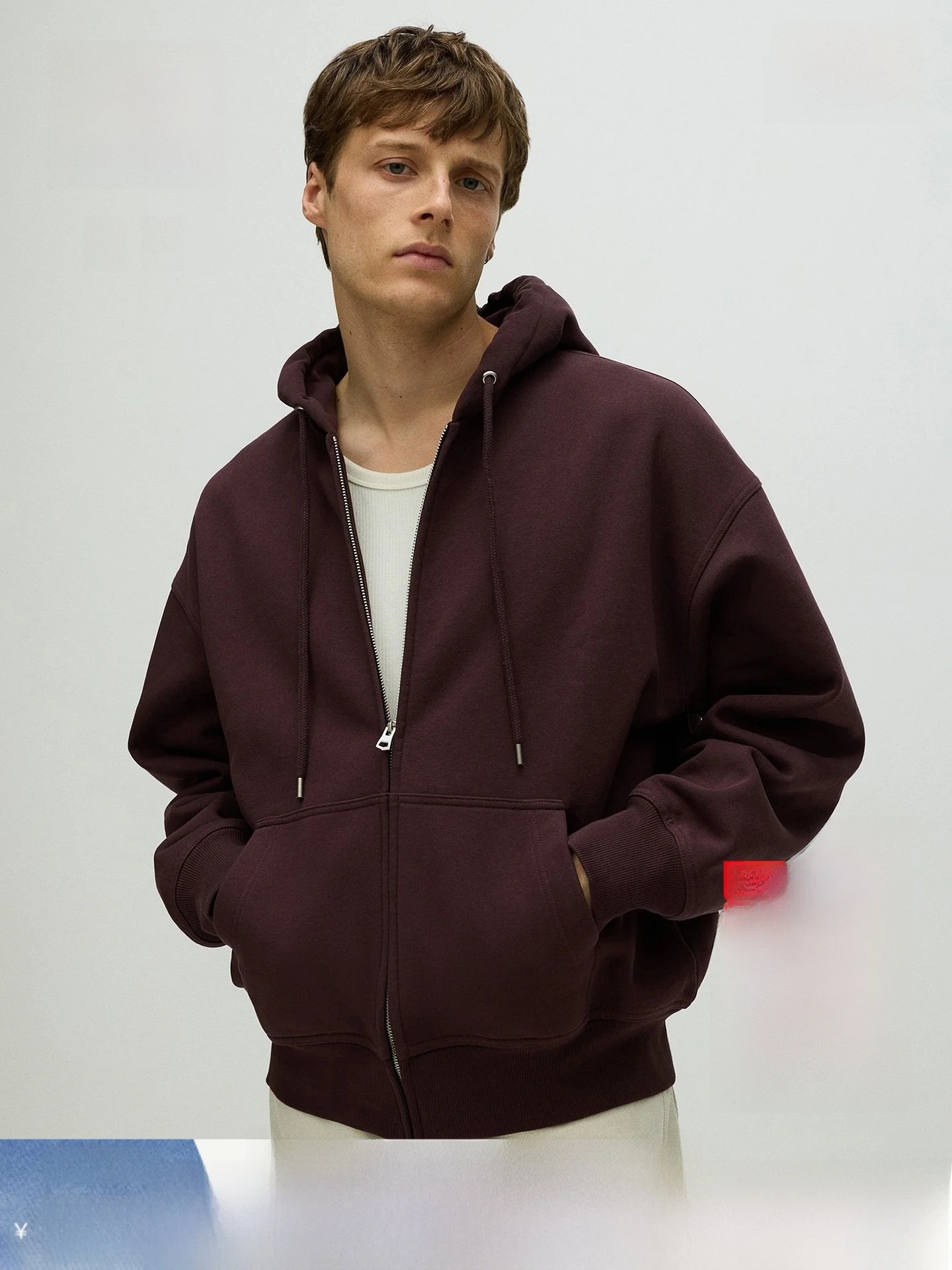 

Мужская зимняя толстовка свободного кроя H&M на молнии 304549, повседневная, с длинными рукавами, из смесового хлопка и полиэстера, с капюшоном