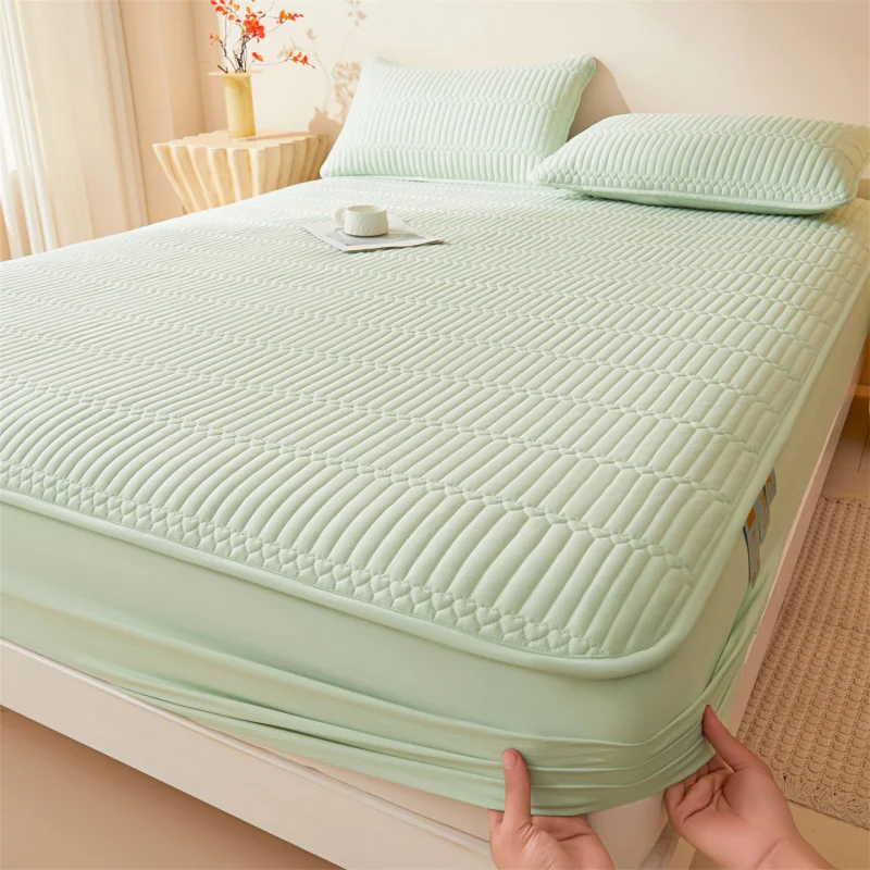

135x190 Summer Sheets Quilted Mattress Cover Single Piece Mattress Protector Solid Color Tatami Full Wrap Bed Sheet