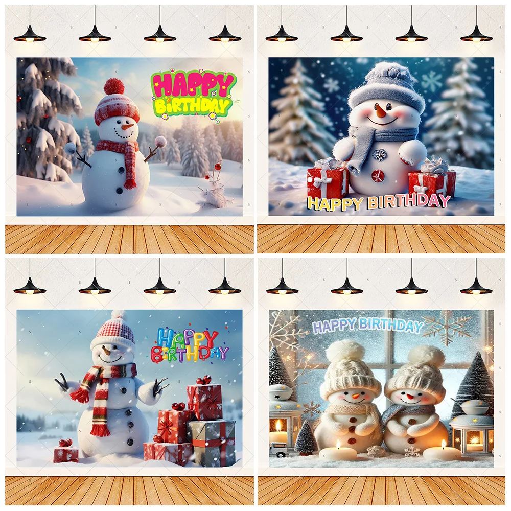 

Cartoon Snowman Birthday Party Decorations Photography Backdrop Winter Snowman Background Banner Baby Shower Supplies Kid Gifts