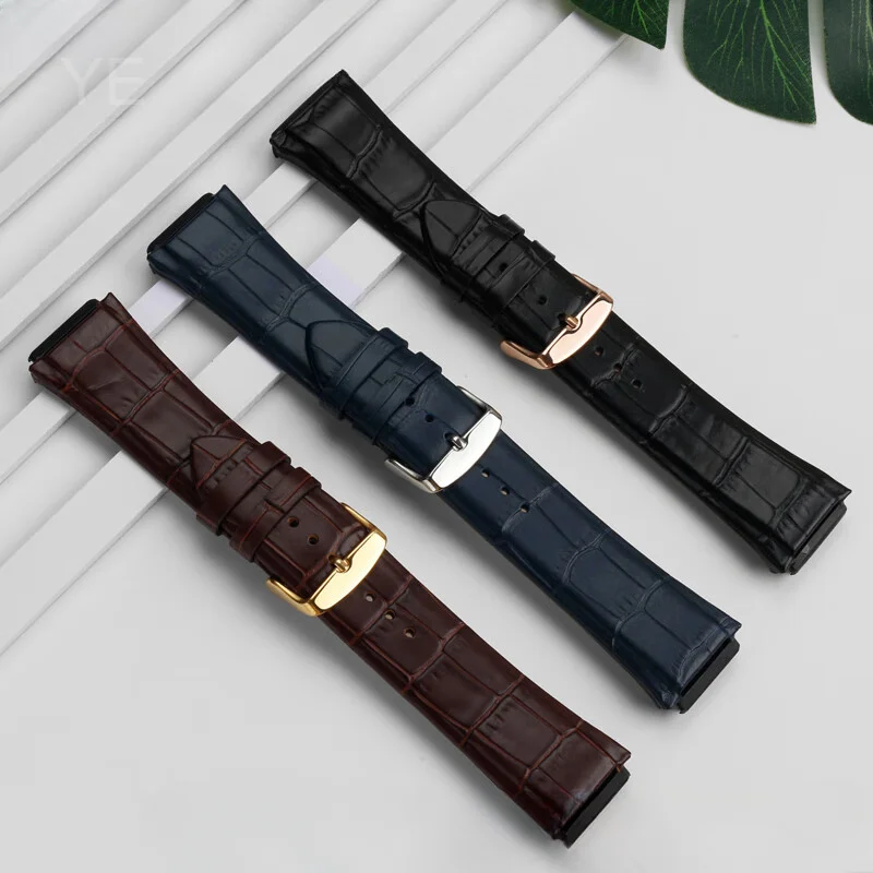 For Guess W0040G1\W0040G2\W0040G3 Series Men's Needle Buckle Blue Rose Gold Buckle 22mm Cow Genuine Leather Watchbands