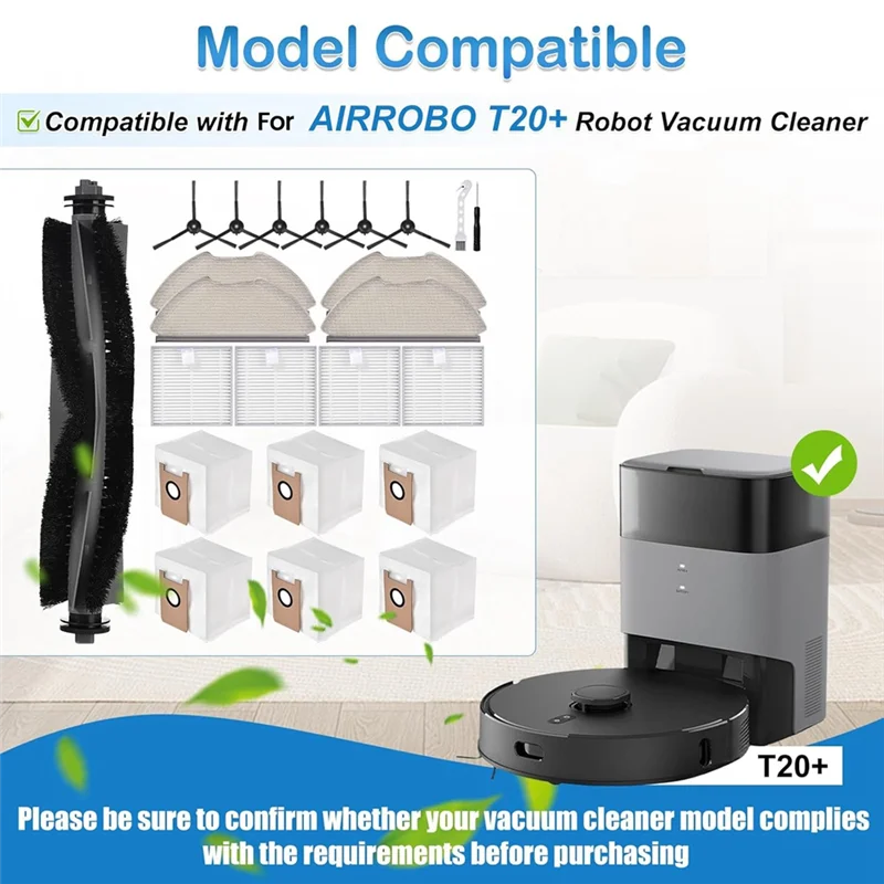 -ESTR Para Airrobo T20 + Robô Aspirador de pó Peças de reposição Escova lateral principal Filtros Hepa Mop Pads Sacos de pó Acessórios