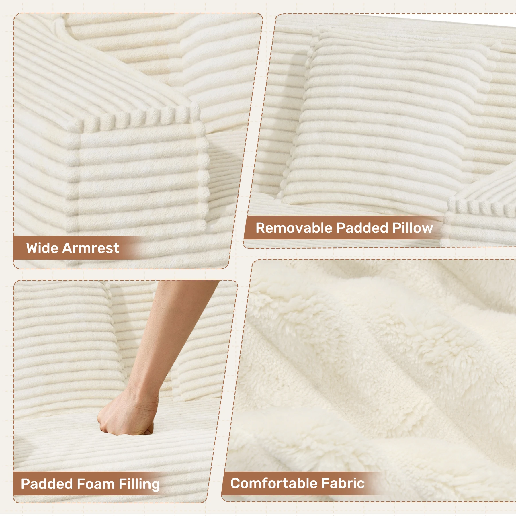 Sofá loveseat em nuvem de 75 '', sofá desossado com suporte para copos, sem necessidade de montagem, confortável, assento profundo, sofá de veludo