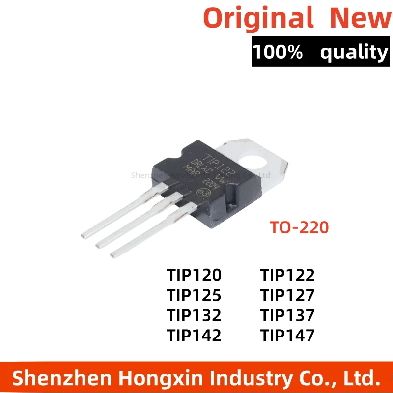 10 piezas de transistores de potencia de silicio complementarios Darlington TIP TIP120 122 125 127 132 137 142 147 T de inserción directa TO-220
