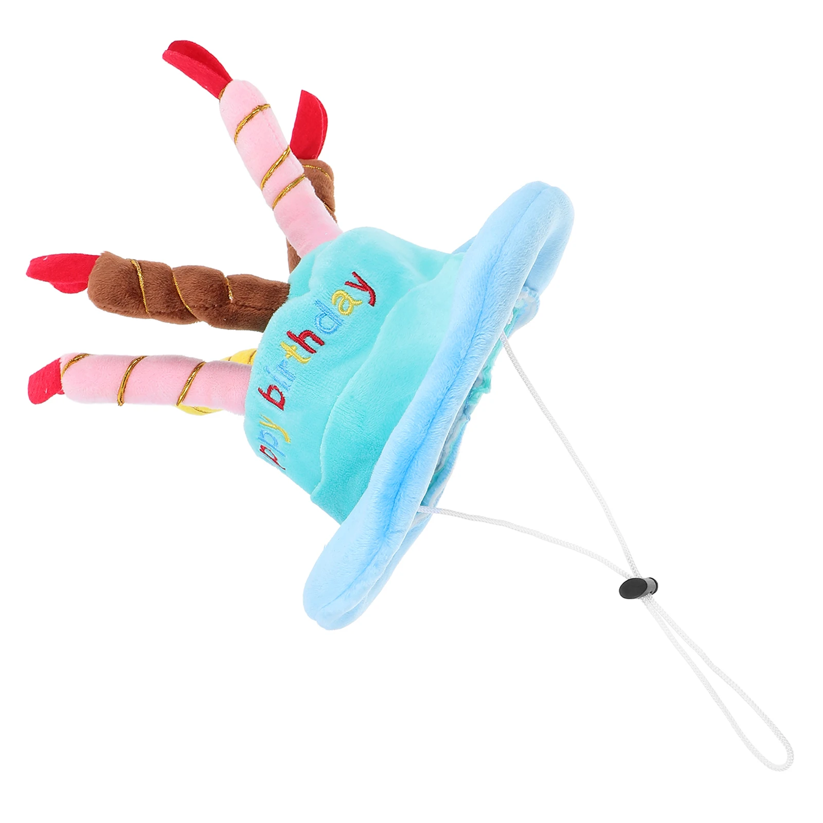 

Cat Dog Pet Birthday Cake Hat Blue 5 Colorful Candles Design Adjustable Clip Small Medium Pets Party Photo Shoot Cosplay