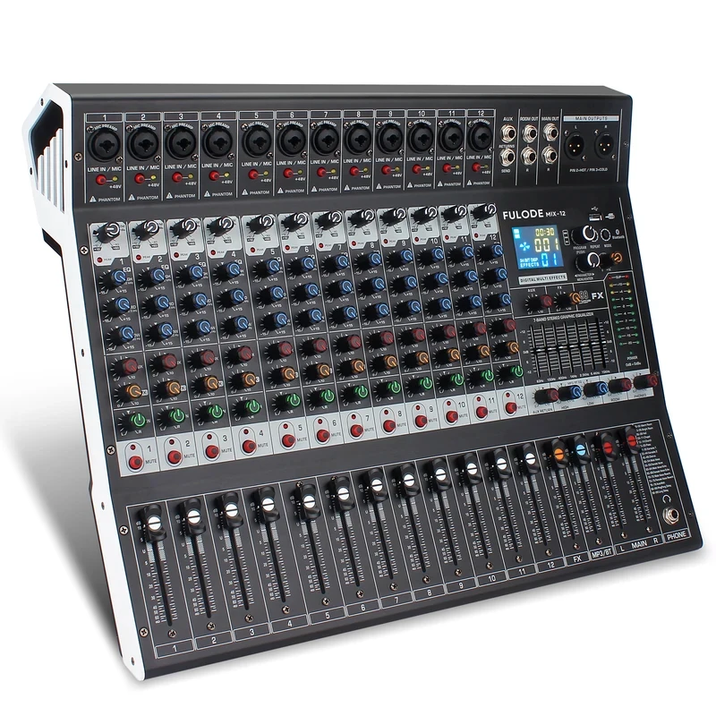 

7-Channel Professional Audio Mixing Sound Board Console Features 99-Bit DSP USB MP3 for PC Recording XLR Mic Jack