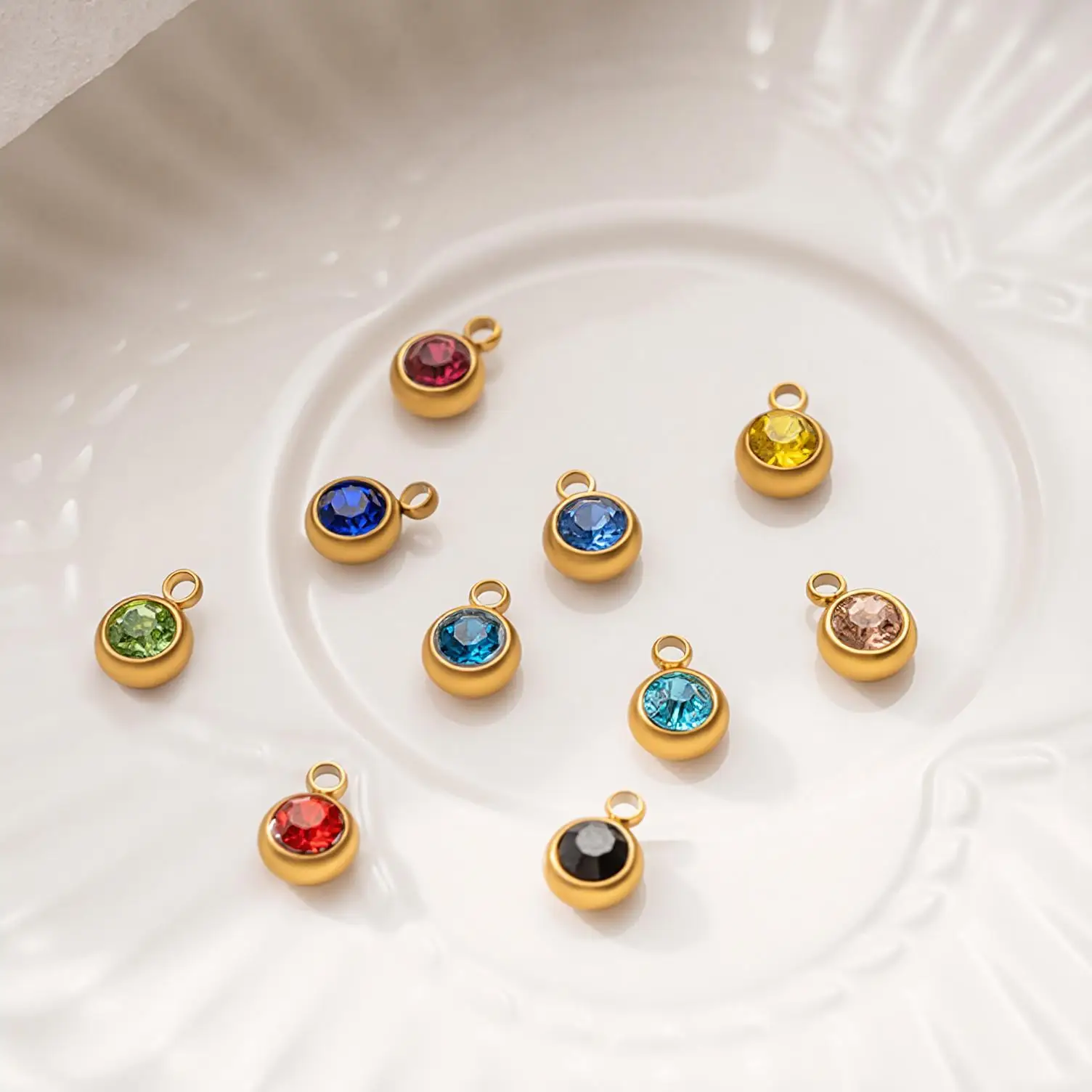 10 Stück Edelstahl-Kristall-Geburtsstein-Anhänger mit Strass für Schmuckherstellung, Halsketten-Zubehör, DIY-Ohrringe, Geschenk – Detail 4