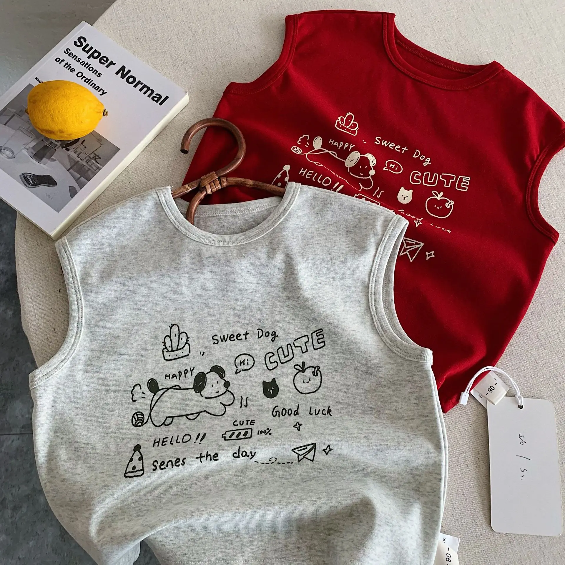 

Summer Baby Boys Girls 100% Cotton Alphabet Dog Print O-Neck Sleeveless Vest T-Shirt Kids Casual Tee Children Outfit Top 1-10 Yr