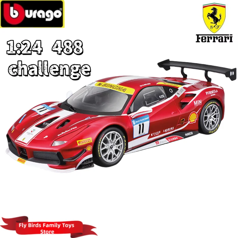 Bburago-Ferrari 488 Challenge Formula Racing Sports Cars, Leges Cast Vehicles, Collecemballages Models, Car Toys, Original, New, 1:24, 2017