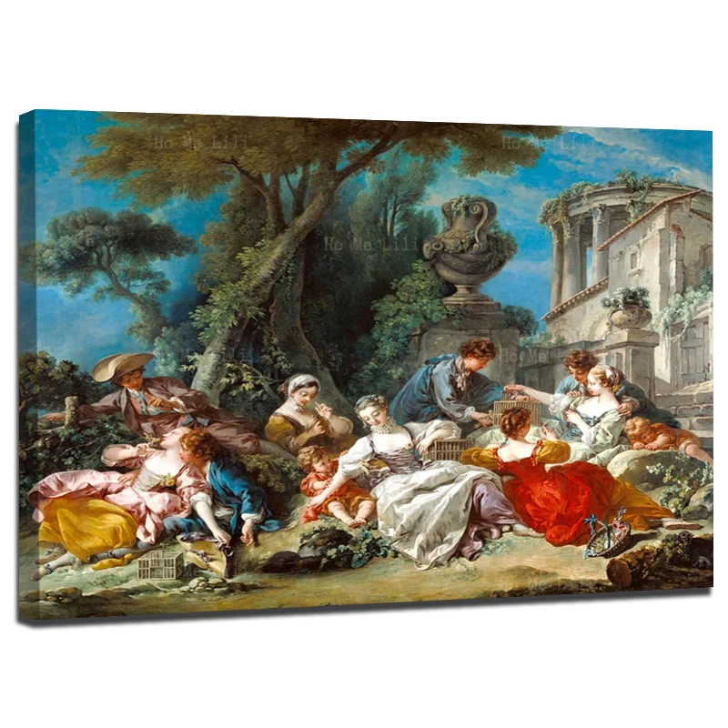 18th Century The Ladies Party European Classical Figures The Bird Catchers Canvas Wall Art Painting