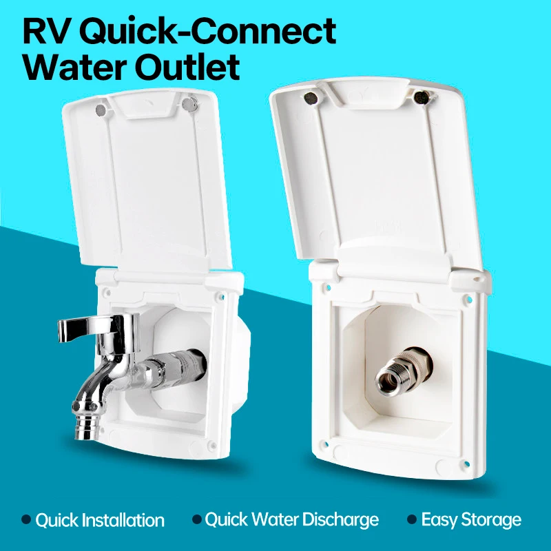 RV Quick-Connect Water Outlet,Magnetic Buckle Cover,Waterproof 13mm Bayonet,Quick Installation for Camper Outdoor Sink Plumbing