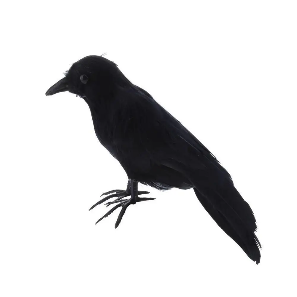 Simulierter schwarzer Krähen-Vogel als Vogelabwehr für den Außenbereich, Garten, Halloween-Party-Requisite, Gothic-Grusel-Dekoration, Ornament – Detail 2