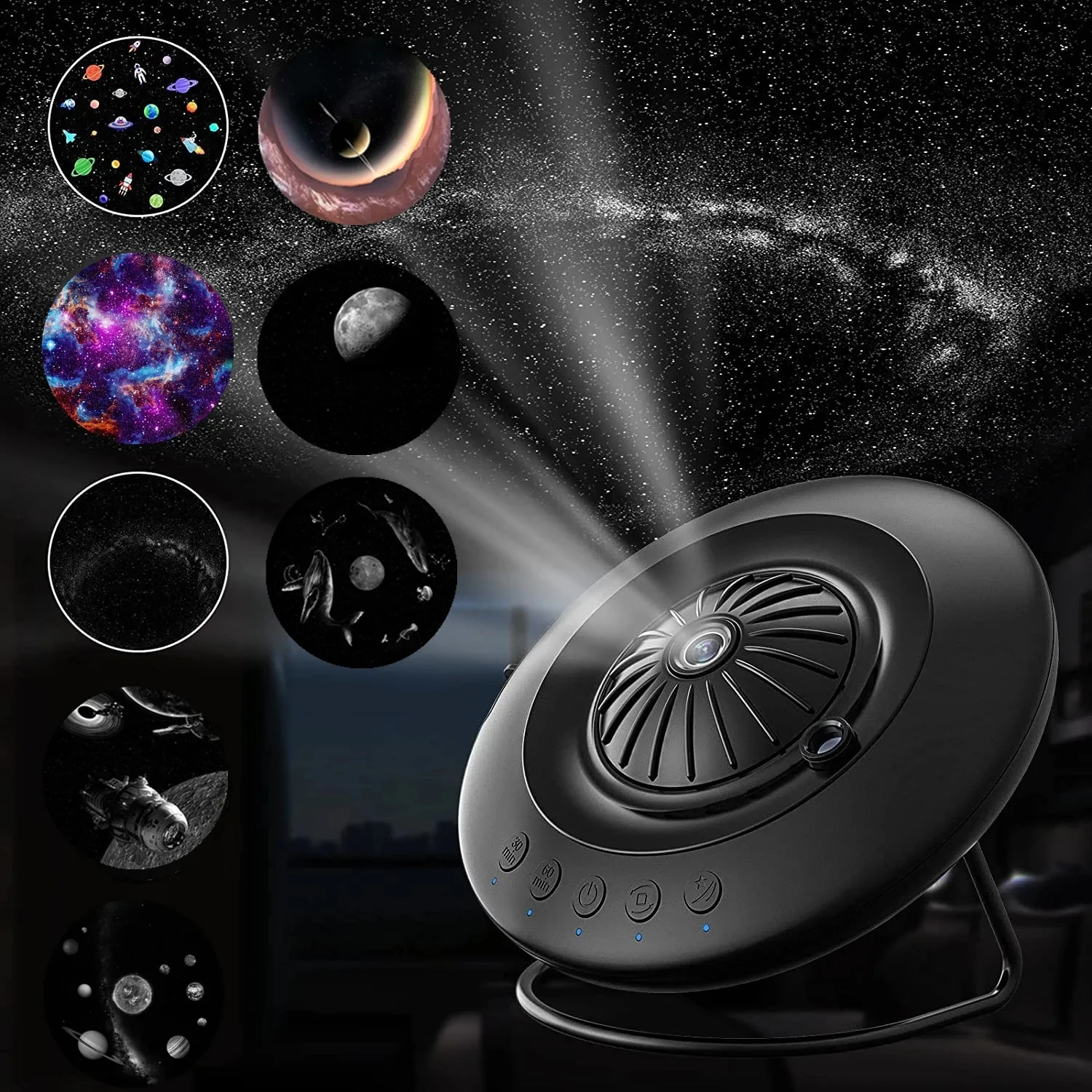 HD Galaxy Starry Sky Projector Lamp 8 Projection Films USB Rechargeable Shooting Star Projector Night Light for Room Decoration