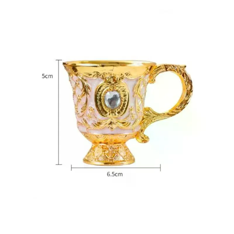 Goblet Vintage European Alloy Embossed Enamel Mini Liquor Wine Cup Multi Colors For Wedding Home Bar Table Decor Gift