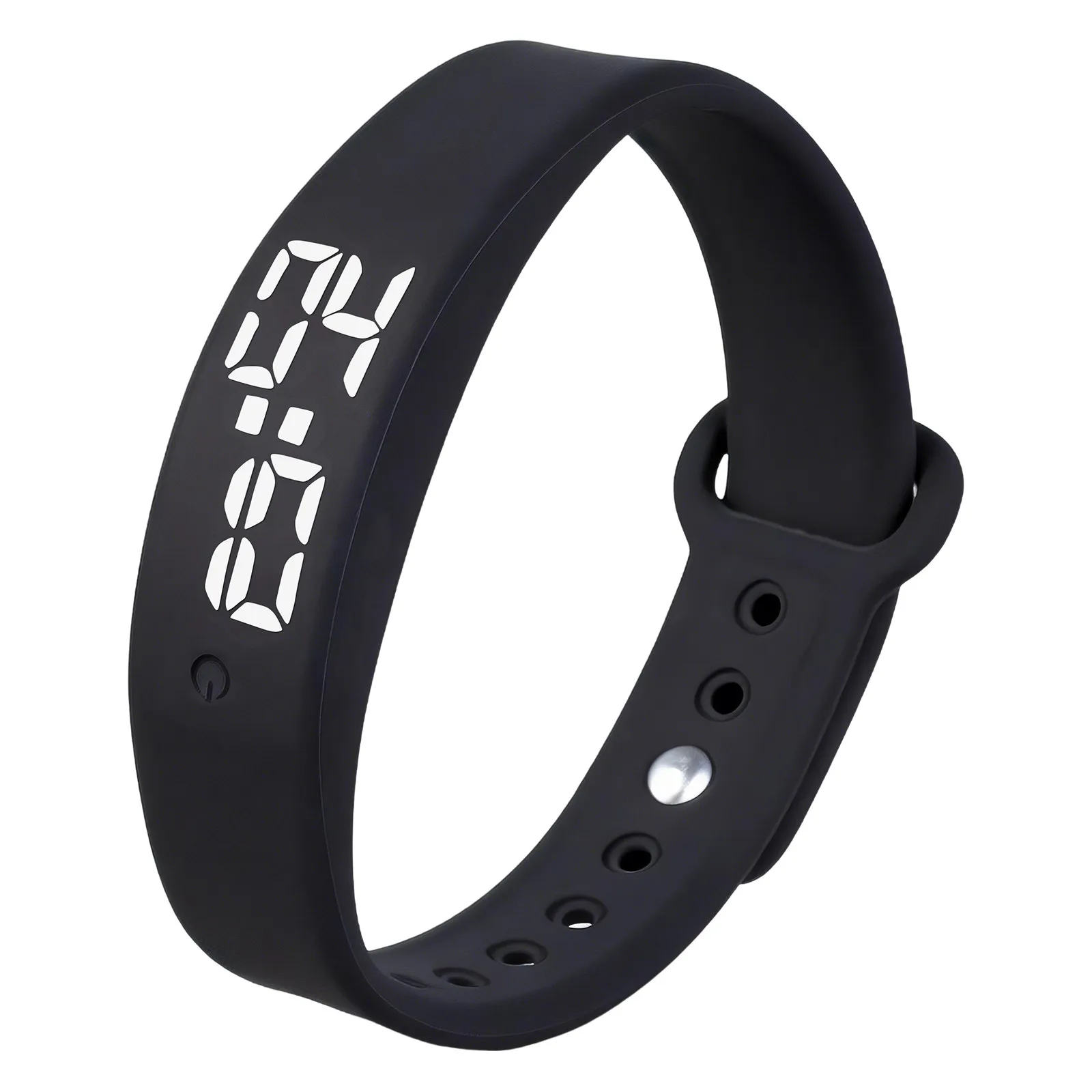 

Smart Bracelet Black Adjustable Silica Gel -Time Temperature Monitor Sleep Quality Vibration Alarm Sports Travel Use