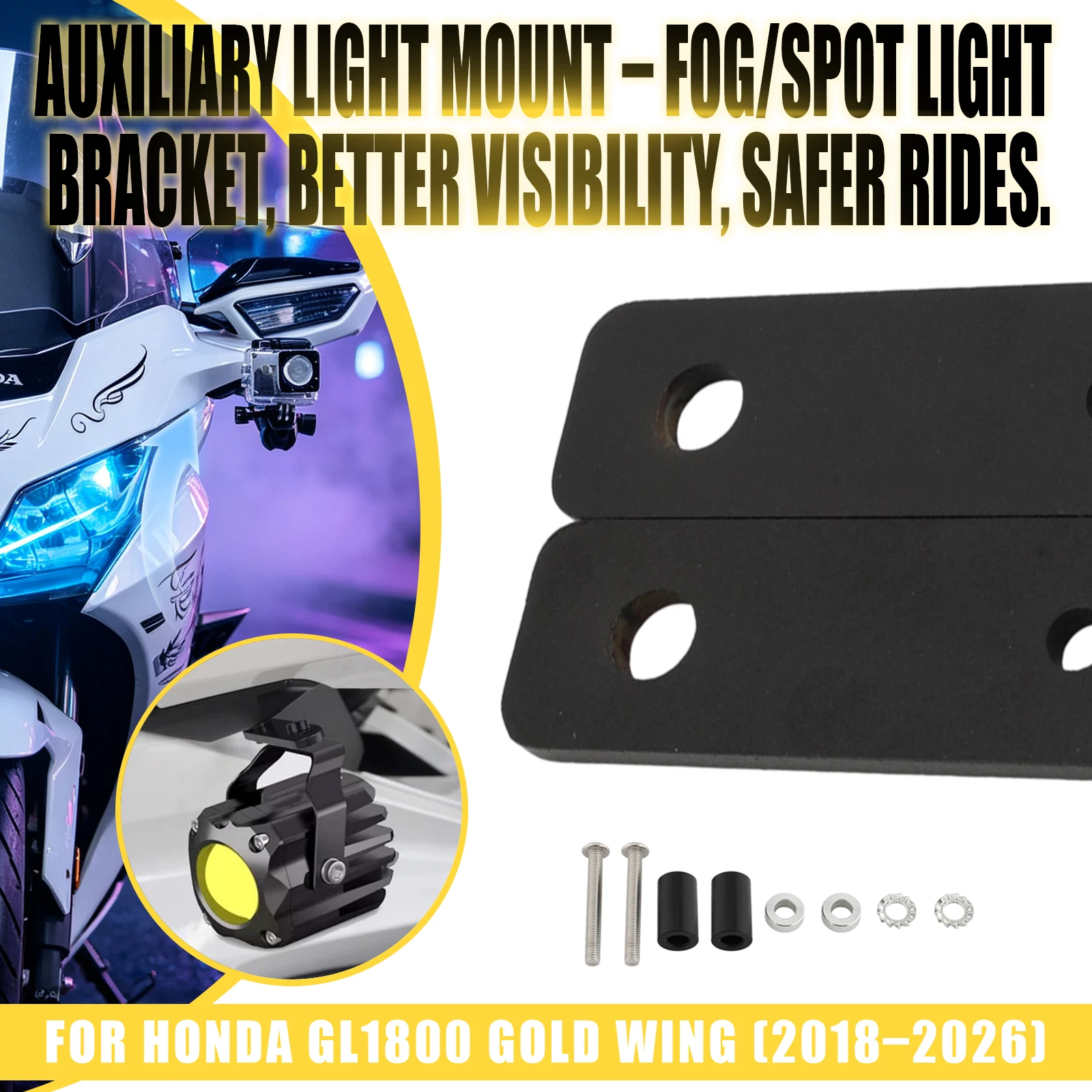 Motorcycle LED Auxiliary Fog Lights Brackets For Honda Goldwing GL1800 2018-2026 2019 2021 Spotlight Bracket Sports Camera Stand