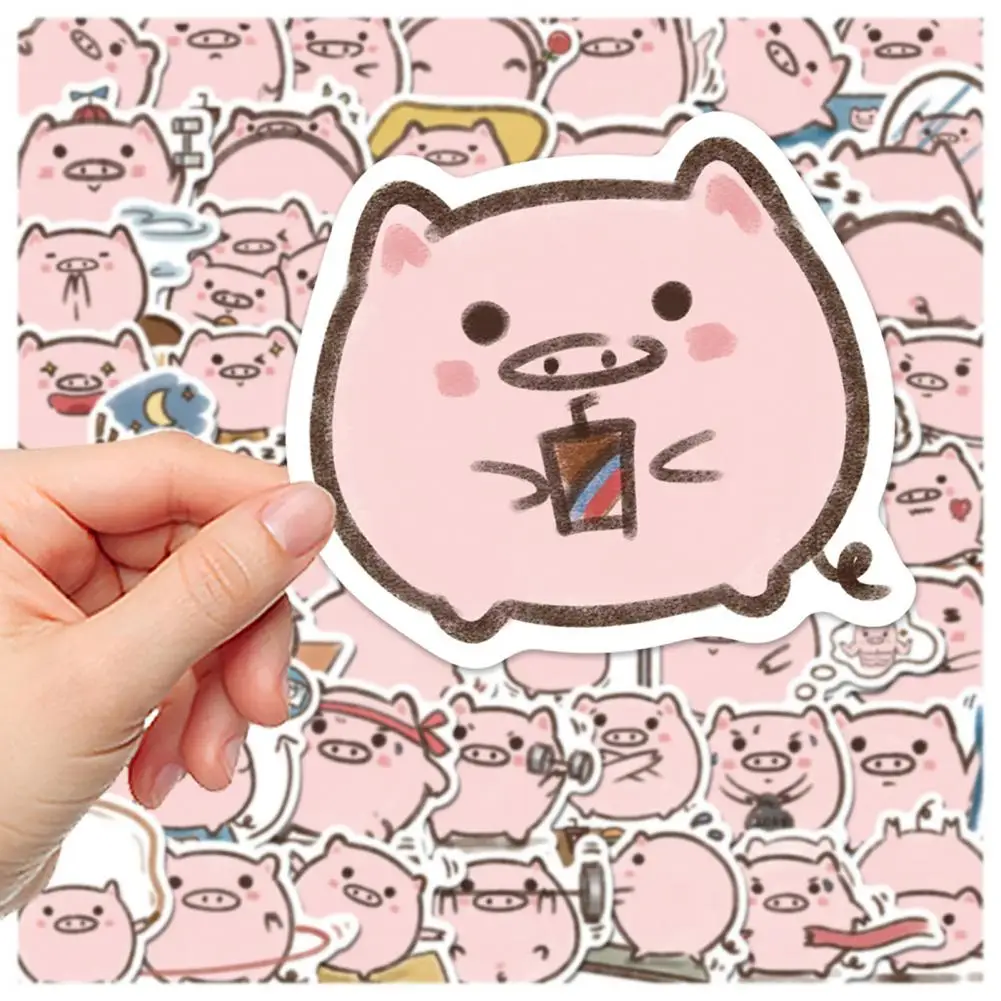 Pegatinas de cerdo de dibujos animados, calcomanías impermeables resistentes a la decoloración para portátiles, fundas de teléfono más