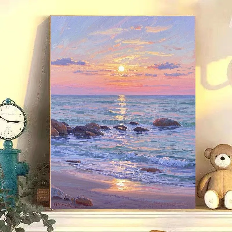 

A-0015 Stormy Sea Waves Oil Painting, Dramatic Coastal Landscape Art