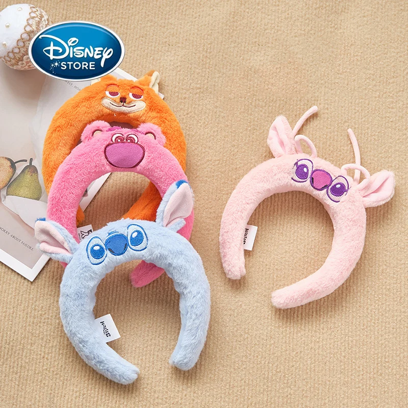 

Повязка на голову для девочек Диснея, повязка на голову для мытья лица, милая детская повязка на голову с мультяшной вышивкой, плюшевые аксессуары для волос, повязки на голову