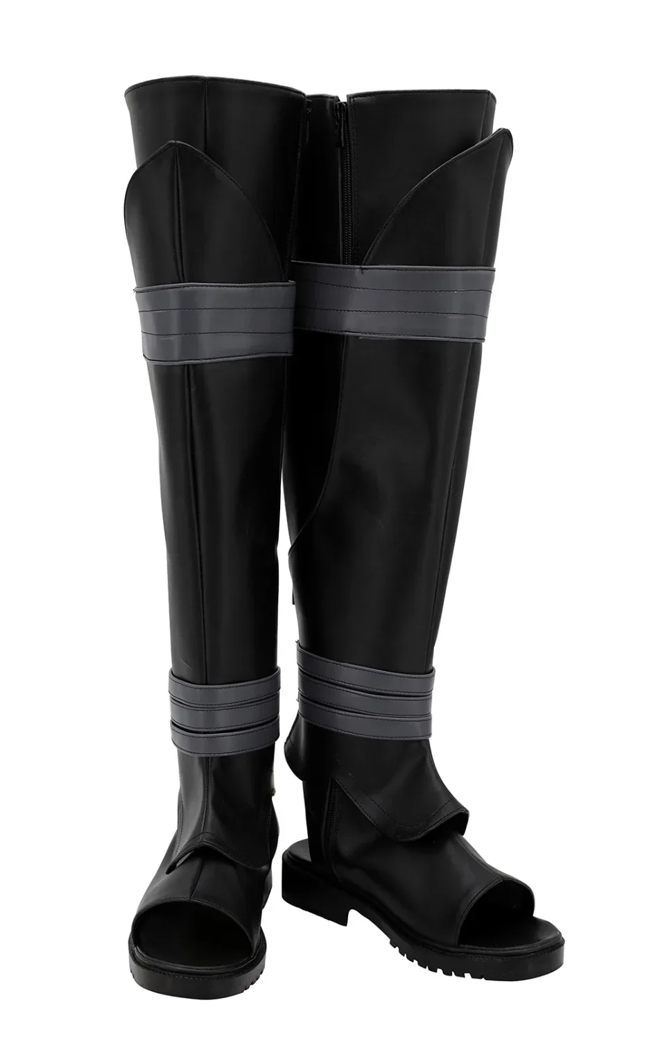 

Fate Grand Order Saber Okita Souji Cosplay Boots - Black Leather Long Anime Game Shoes, Custom Sizes Unisex