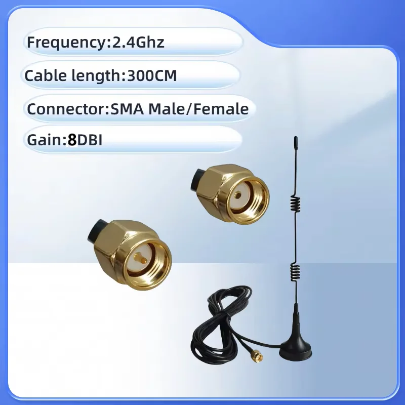 

5 шт., оптовая продажа, 2,4G присоска, антенна 8dbi sma male wlan wifi 2,4 ГГц antene pbx iot, модуль маршрутизатора, приемник сигнала, антенна с высоким коэффициентом усиления