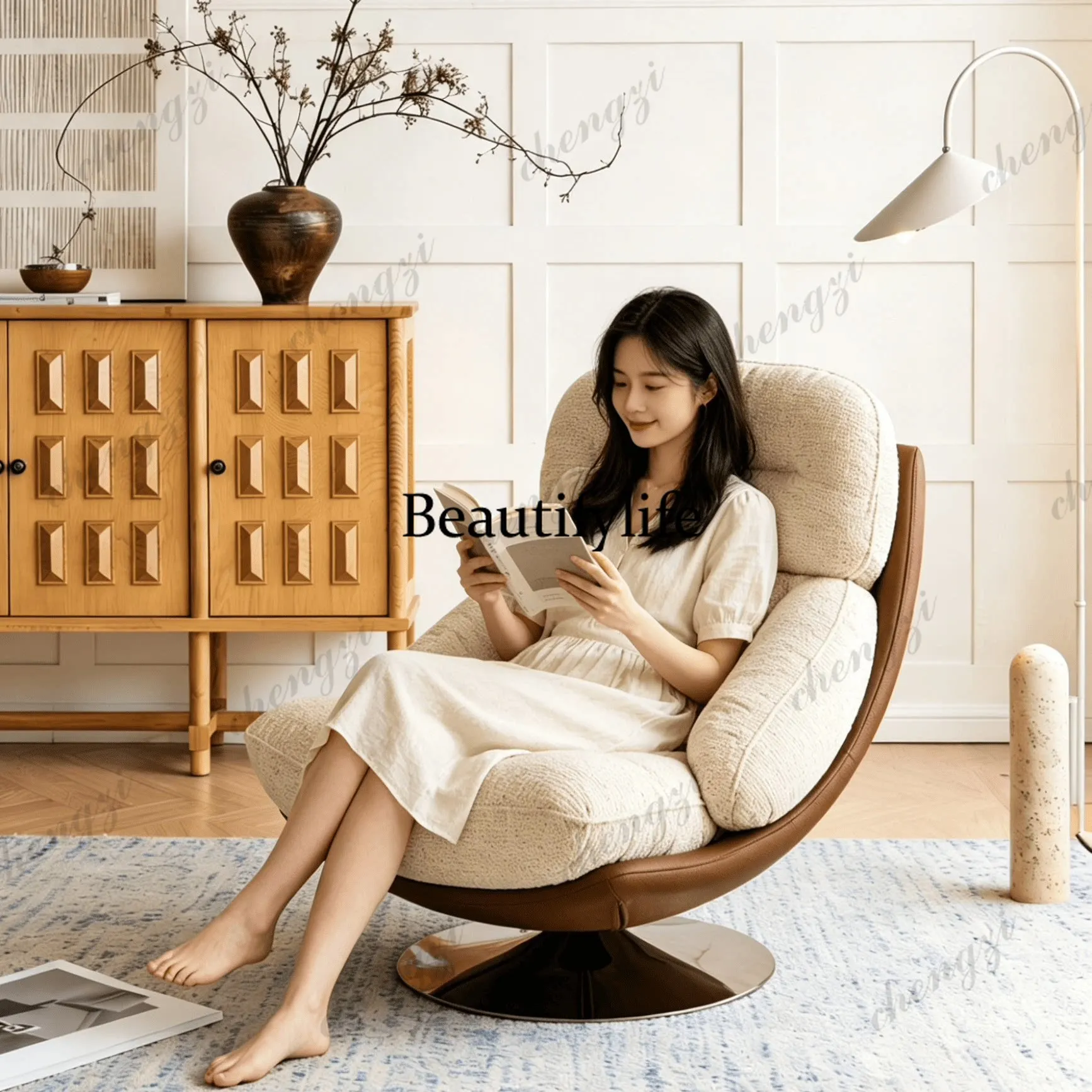 French sofa chair Small apartment rotatable living room balcony single leisure sofa chair