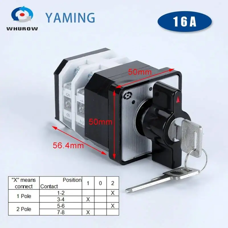 

LW12-16YS2 With Key Rotaris ON-OFF-ON 690V 16A Control Circuit Power Supply Main Rotary Changeover Cam Switch