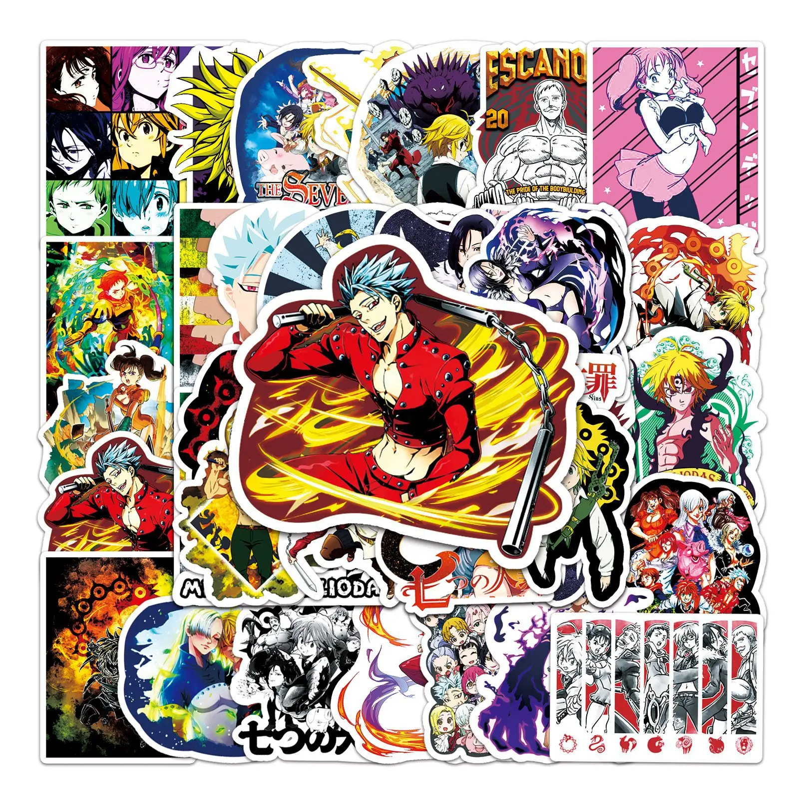 50pcs The Seven Deadly Sins Stickers Phone Case Luggage DIY Decorative Supplies Waterproof Stickers