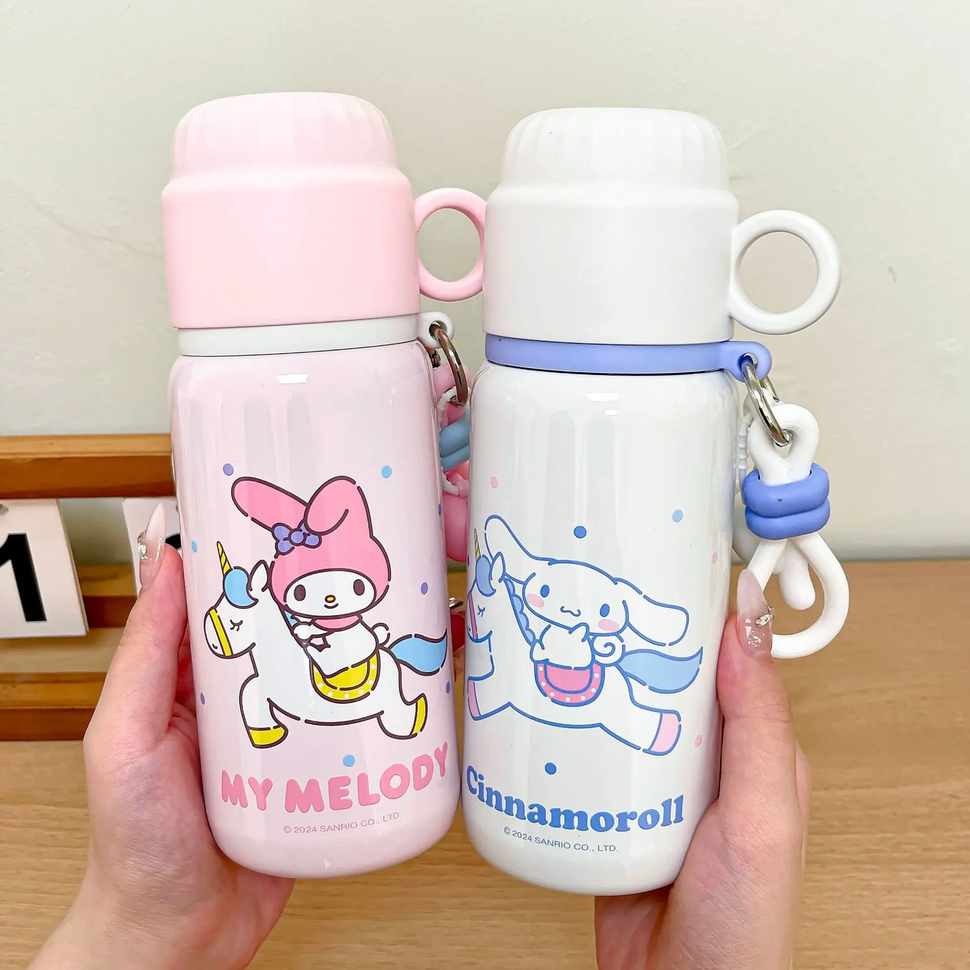 Sanrio Kuromi Melody Water Cup Dual-Use Direct Drinking Straw Insulated Bottle Large Capacity Student Kawaii Gift