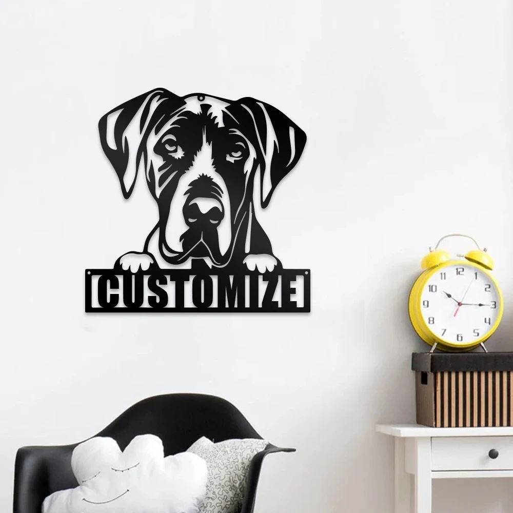 

1pc dog poker-faced creative Custom Name Iron Wall Signs Metal Wall Plaque for Pet Hospital