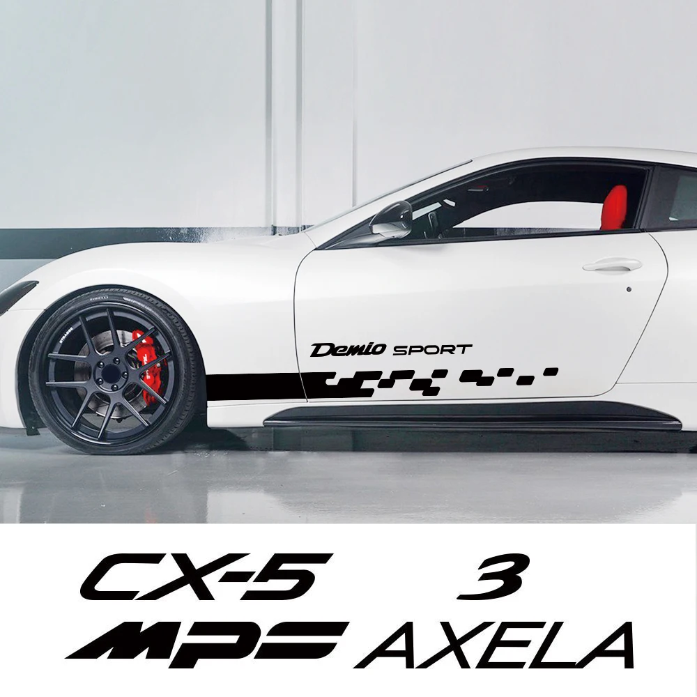 2PCS Car Styling Door Side Stripes Stickers For Mazda Demio CX-5 CX-3 3 6 Axela Atenza MS MPS Auto Vinyl Wrap Decals Accessories