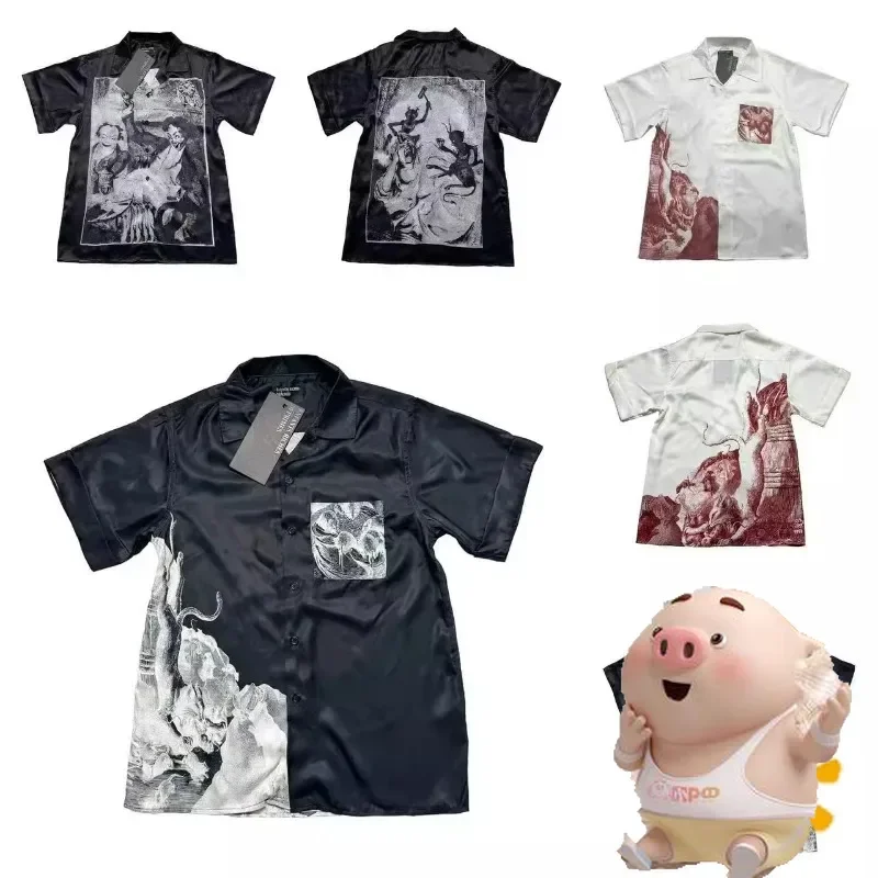 

Hip Hop ERD Enfants Riches Deprimes Shirts Men Women Casual Best Quality Oversized Black White Portrait Print Shirts