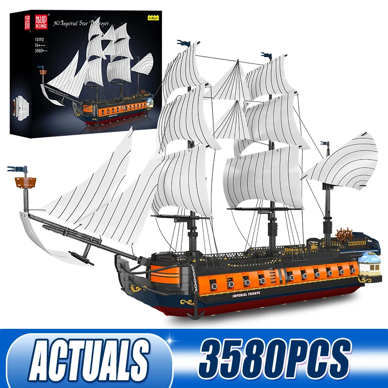 Mould King 13192 Pirate Ship Building Block The MOC Imperial Flagship Model Toys Assembly Ship Brick Set Kids Christmas Gifts