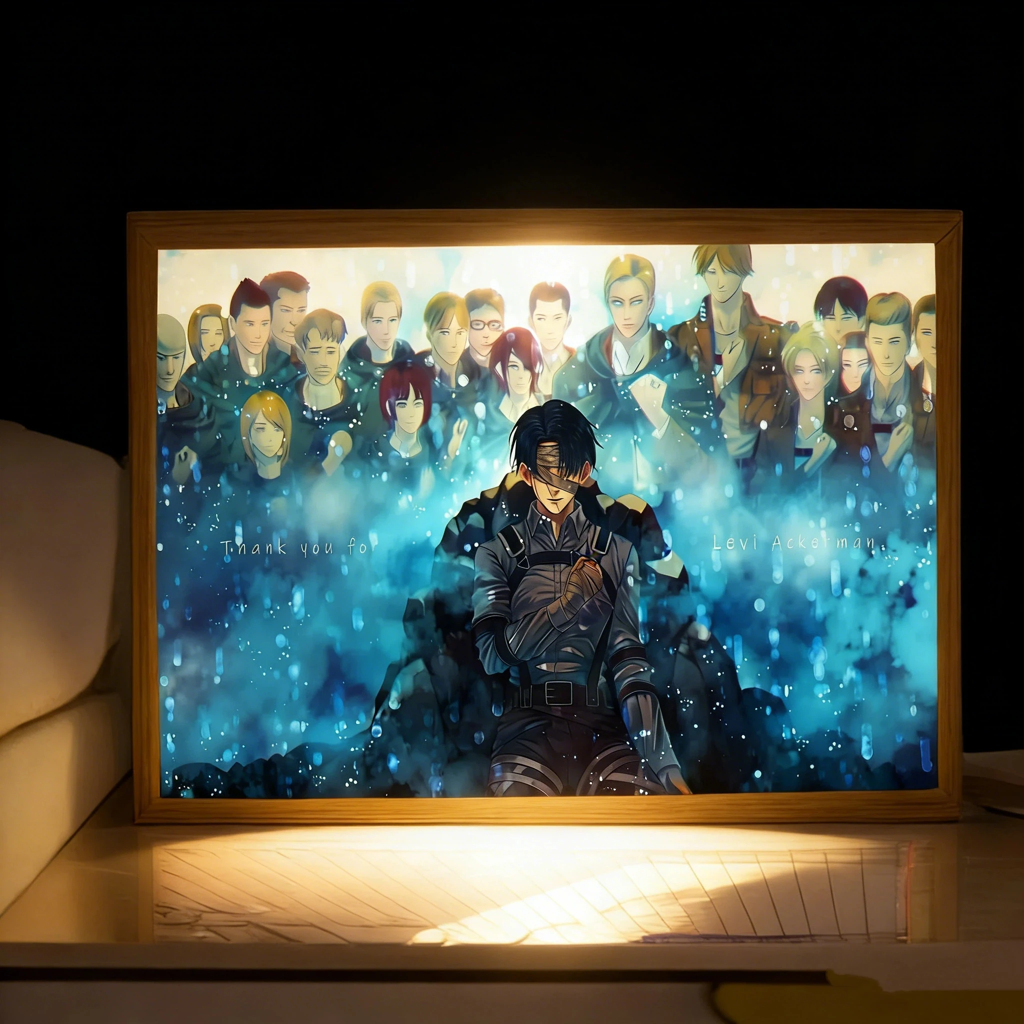 Cartoon Anime Attack on Titan Charakter LED-Nachtlicht mit Farbzeichnung, USB-Anschluss, Dreifarbige Beleuchtung, Überraschungs-Schreibtischlampe, Spielzeug-Geschenk