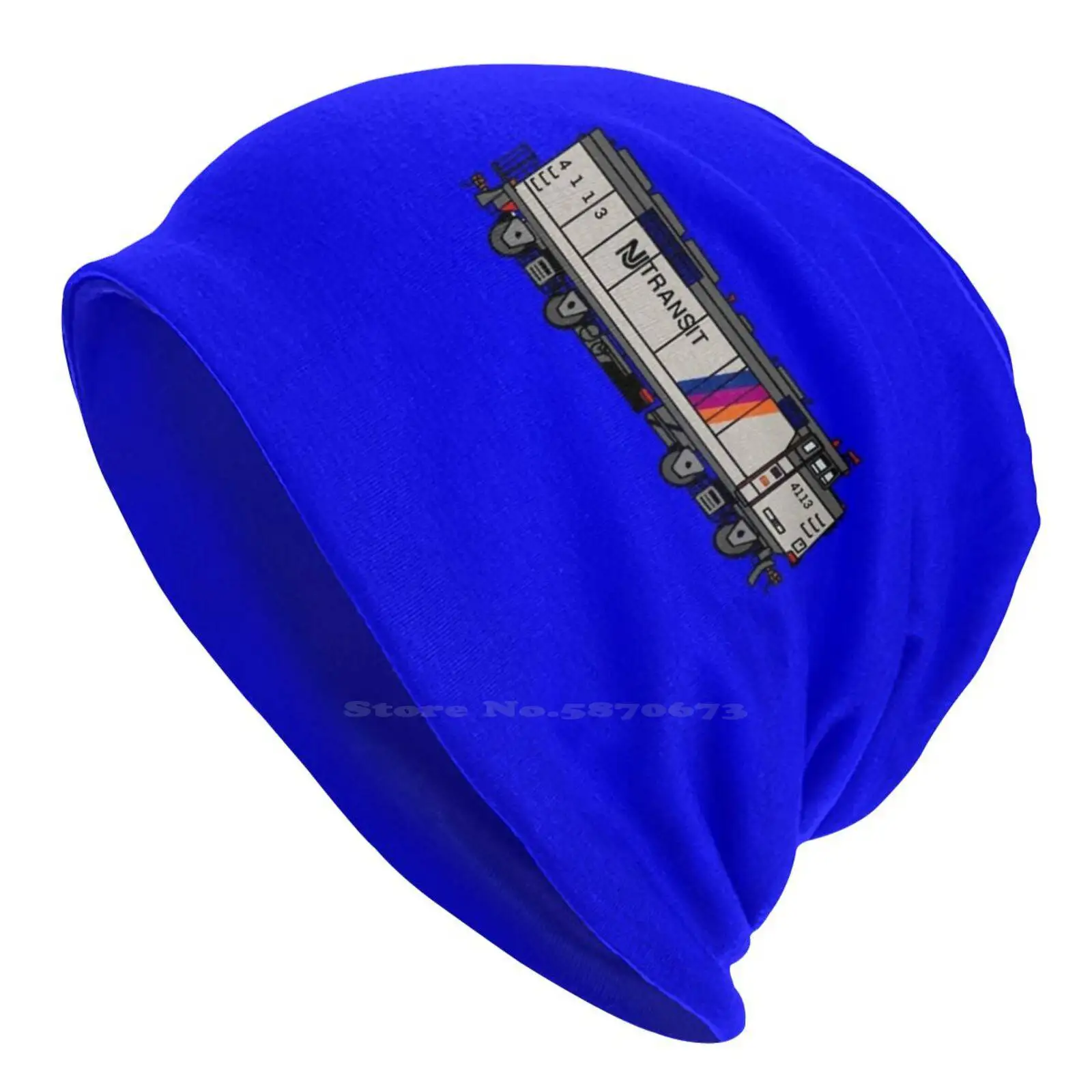 Nj Transit F40ph Knitted Hat Warm Beanie Outdoor Caps Njtransit Commuter Usa F40ph Blue Train Rails