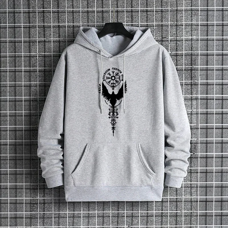Raven Print Herren Herbst Winter Hoodie Urban Streetwear Fashion Kapuzenpullover Männlich Hip Hop Trendy Casual Wear Hoody Pullover