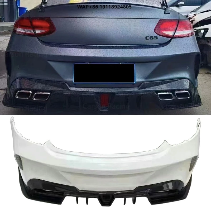 

Real Carbon Fiber IMP Style Tail Fin Bodykit Custom Rear Bumper for C-Class W205 Coupe Fit for C205 Cars