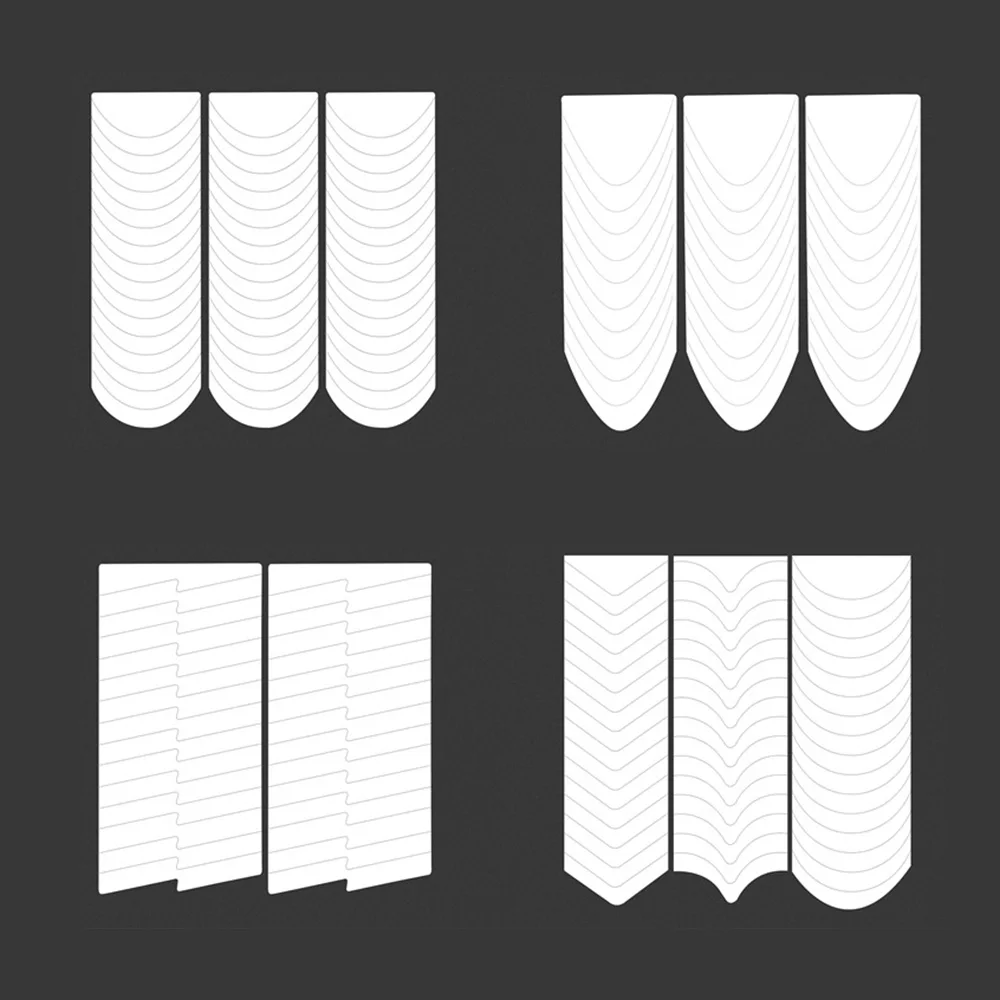 Pegatinas para uñas francesas, 18 hojas autoadhesivas para manicura, pegatinas para uñas artísticas, pegatinas con flecos curvos, cinta adhesiva para puntas de decoración de uñas