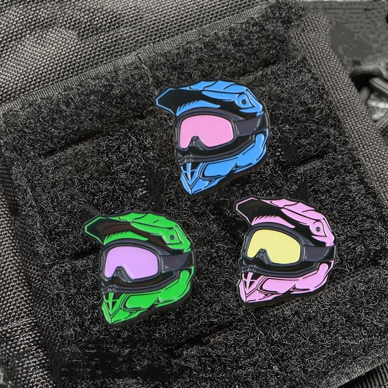 

Metal Emblem Motorcycle Helmet Hook and Loop Patch Cartoon Punk Morale Badge Tactical Backpack Sticker Accessories for Handbags