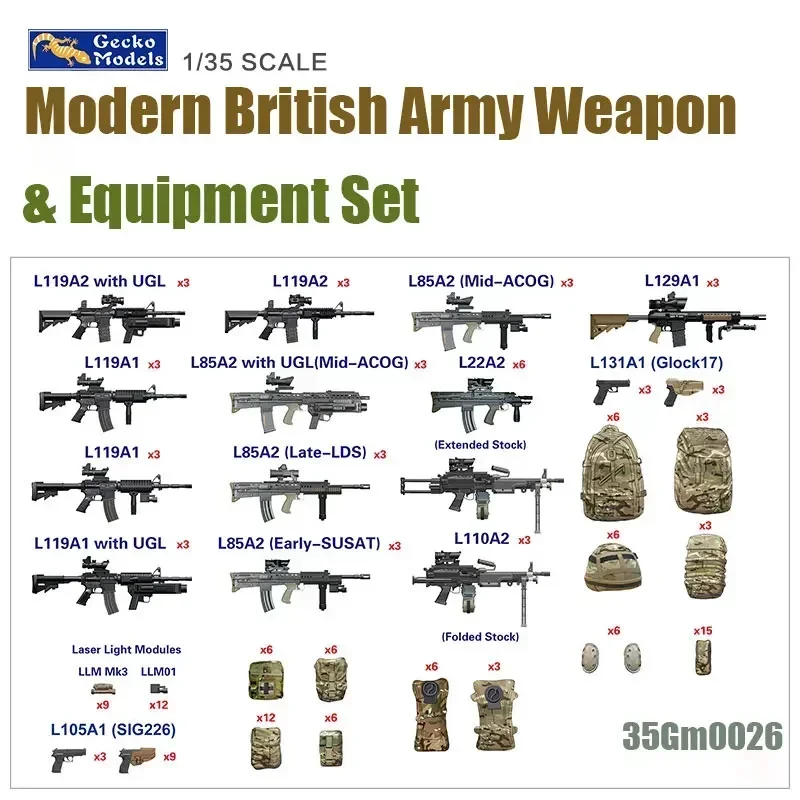 

1/35 Gecko model 35GM0026 Modern British Army Weapon Equipment assembly Scale diy toys Model Kit