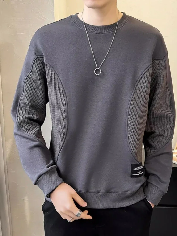 

Серые толстовки для отдыха для мужчин, однотонные, с круглым вырезом Y2k, винтажные, теплые, дизайнерские, простые, дешевые, уличная одежда, без бренда, топы 90-х, мужской пуловер