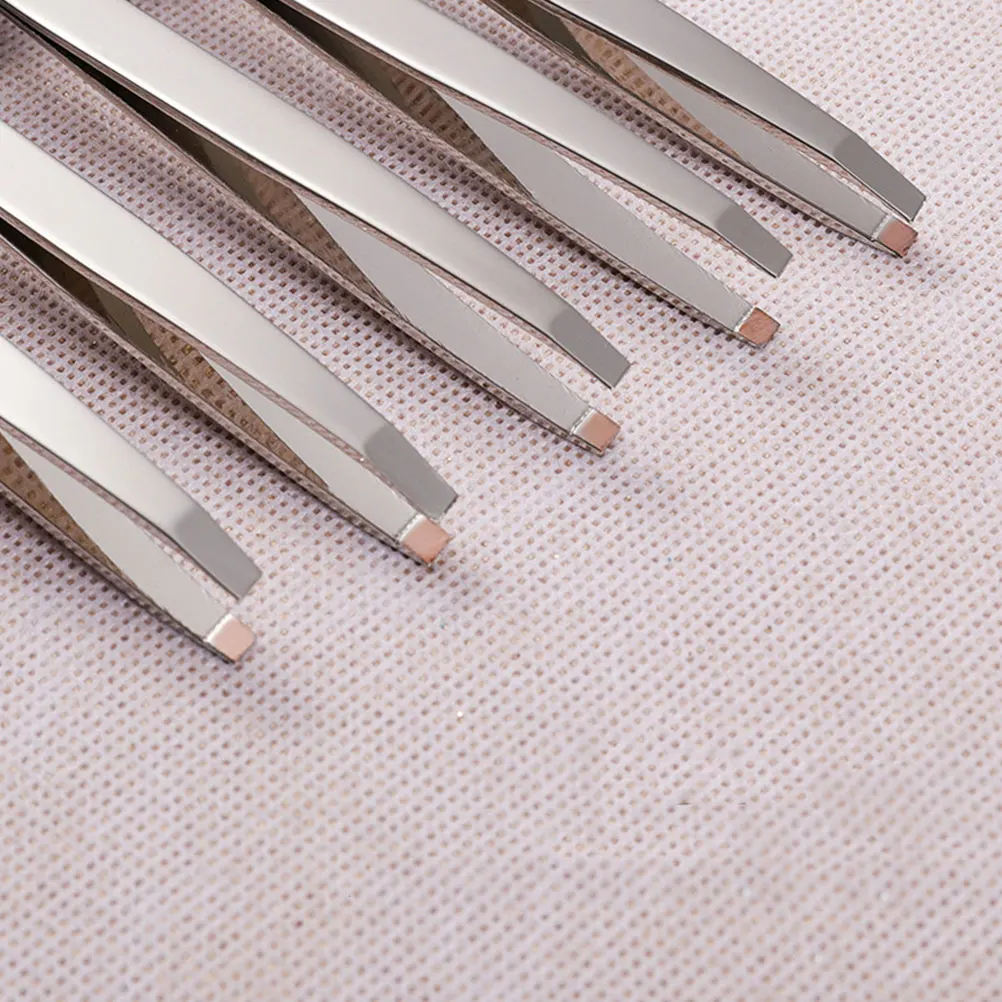 

2pcs Stainless Steel Eyebrow Tweezers Flat Oblique Scissor Trimmer Dual-Use Clamps For Eyebrow Shaping False Eyelashes Silver