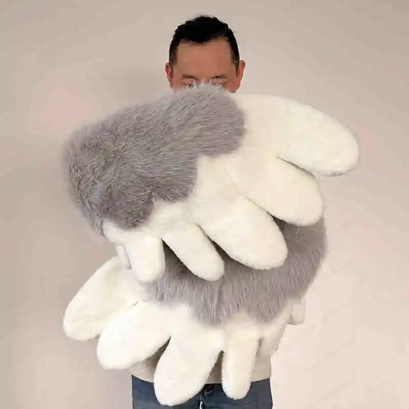 Fun Cartoon Two-dimensional Eagle Velvet Gloves, Warm Insulated Student Gloves for Autumn Winter Outdoor Daily Wear
