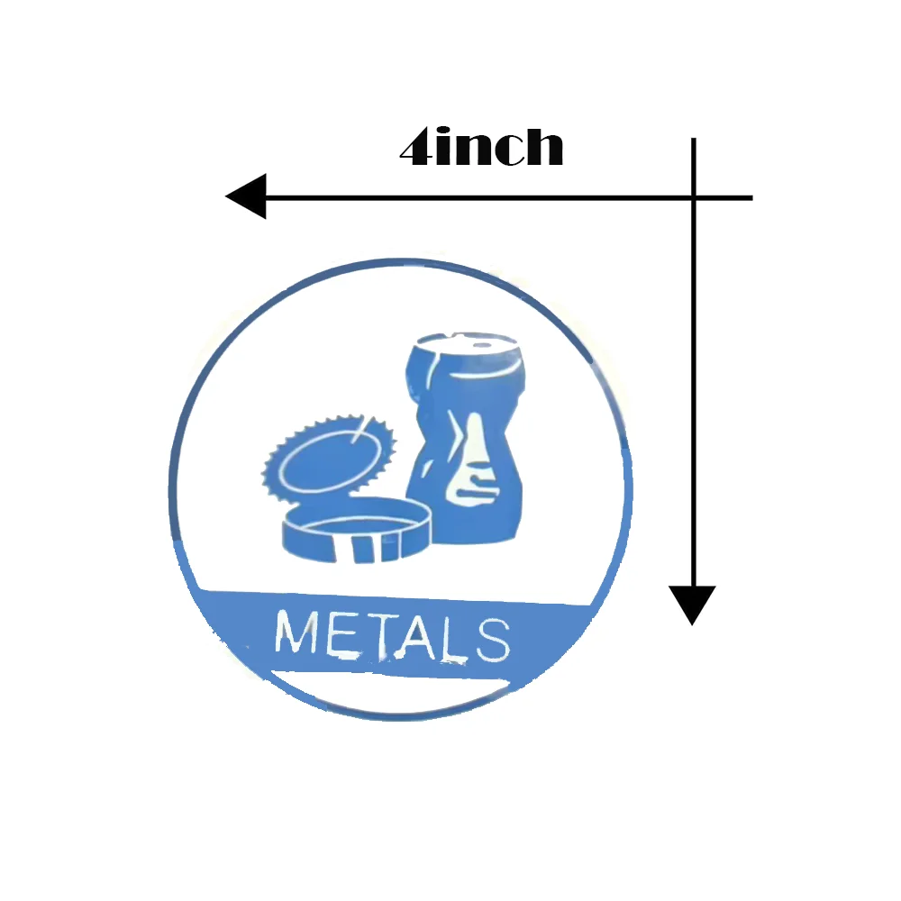 معدن البلاستيك الزجاج العضوية إعادة تدوير مكتب سلة المهملات ، ورقة تسمية القمامة ، ملصقا فرز النفايات ، 6 قطعة ، 4" #2